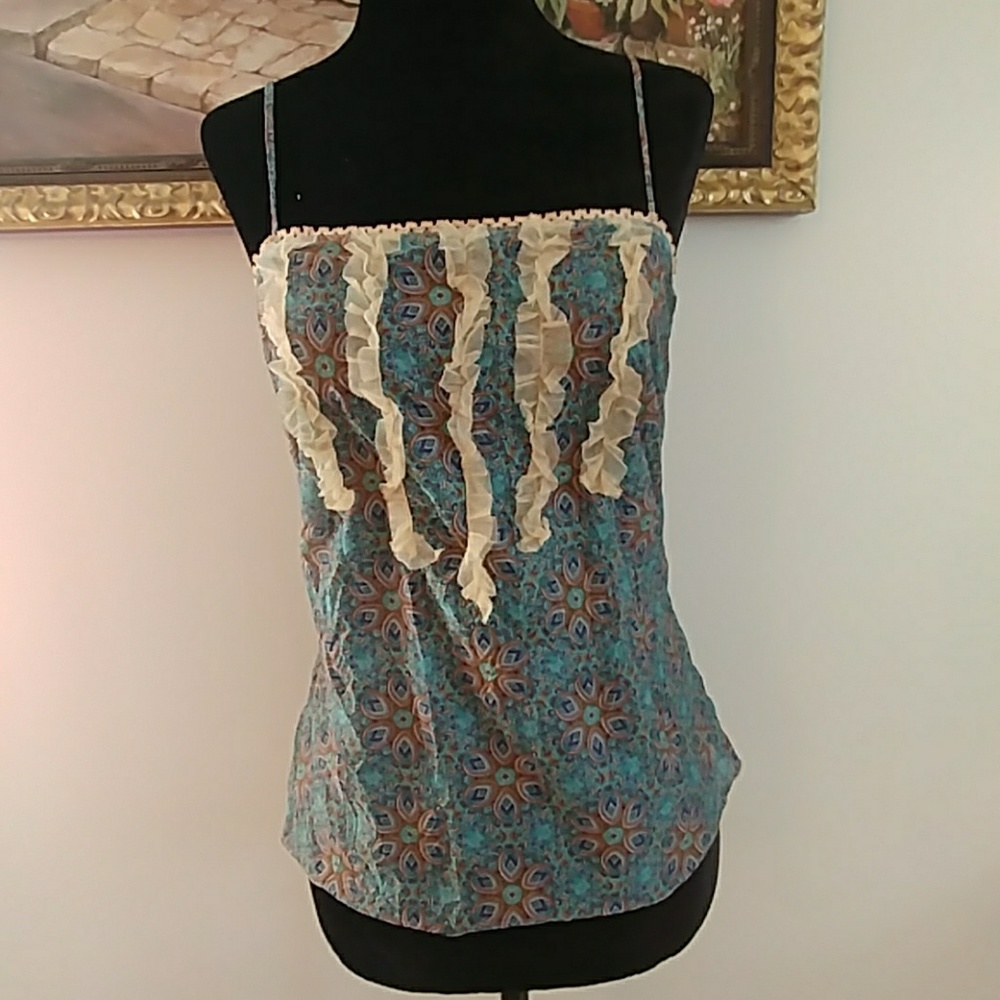 Vintage 90's boho ruffled tank top - Picture 2 of 8